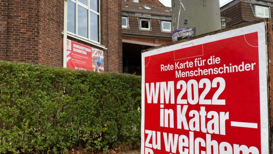 Im Eimsbütteler Turnverein in Hamburg lud die Linksfraktion ein zur Veranstaltung "WM 2022 in Katar - zu welchem Preis?"